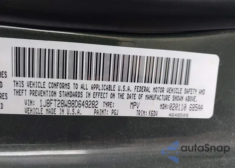 2008 Jeep Patriot Sport from USA, damaged, VIN 1J8FT28W98D649282